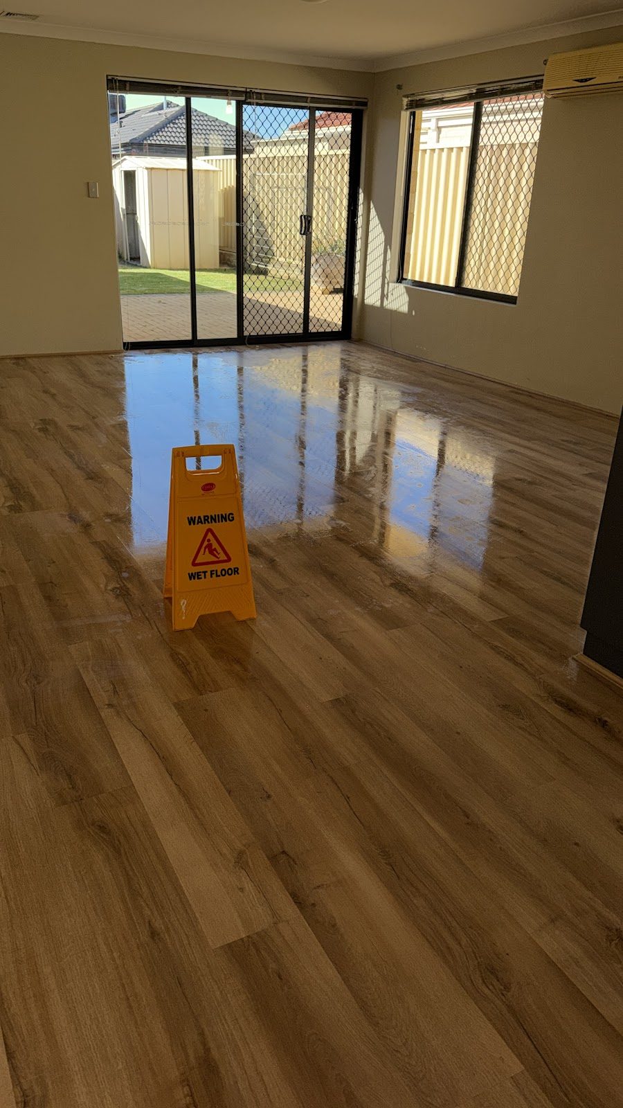 Spotless living room after a bond clean in Perth
